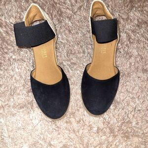 Black suede top espadrills wedges